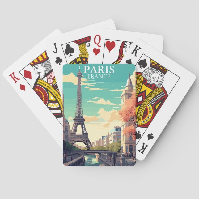 Paris, France Eiffel Tower Illustration Playing Cards (Back)