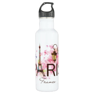 Paris France Eiffel Tower & Lamp 710 Ml Water Bottle