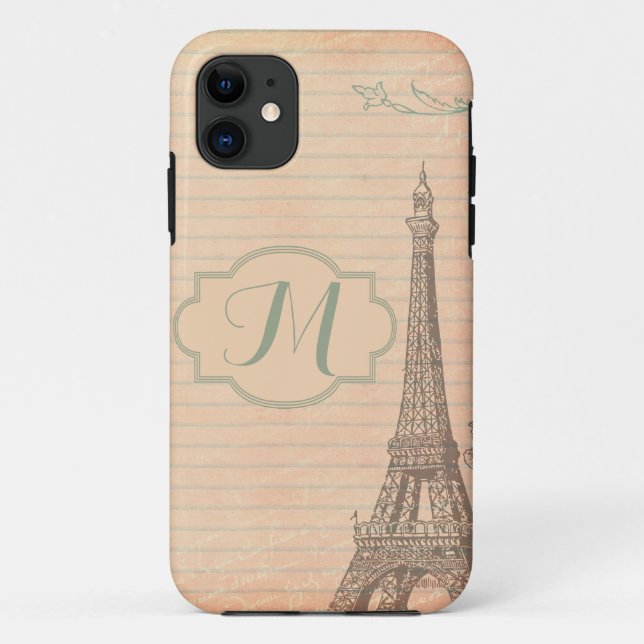 Paris France Eiffel Tower Monogram IPHONE 5 Case (Back)