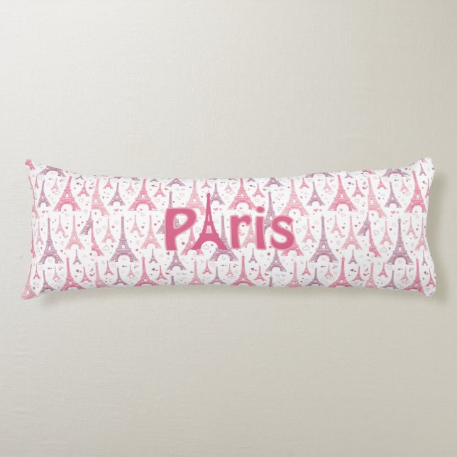 Paris France Eiffel Tower Pink Purple Europe Body Cushion (Front)