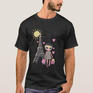 Paris France Eiffel Tower Retro Souvenir Gift Girl T-Shirt