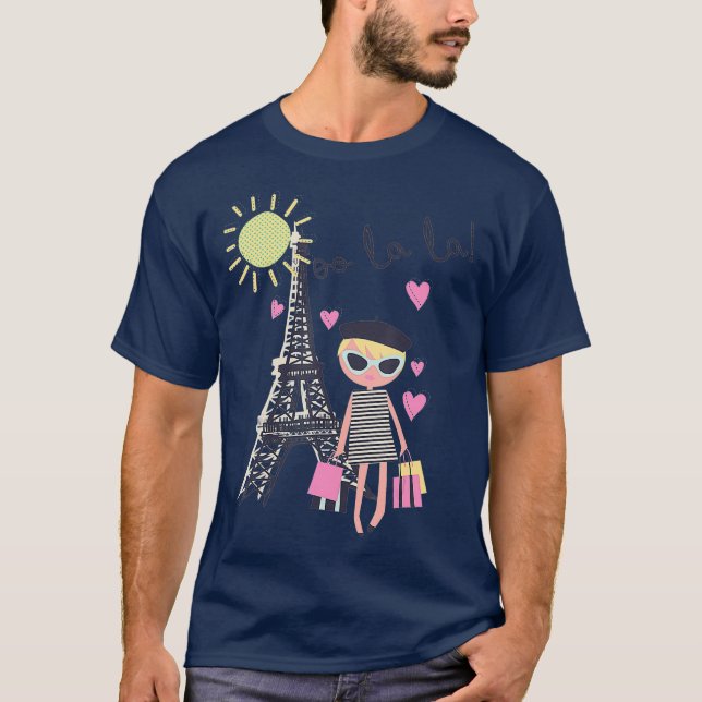 Paris France Eiffel Tower Retro Souvenir Gift T-Shirt (Front)
