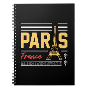 Paris France Eiffel Tower Retro Travel Typography Notebook