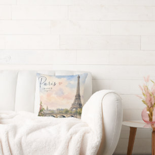 Paris France Eiffel Tower river seine Cushion