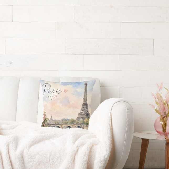 Paris France Eiffel Tower river seine  Cushion (Couch)