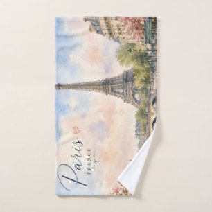 Paris France Eiffel Tower river seine Hand Towel