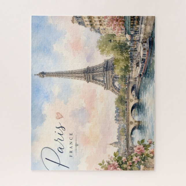 Paris France Eiffel Tower river seine  Jigsaw Puzzle (Vertical)