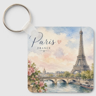 Paris France Eiffel Tower river seine Key Ring
