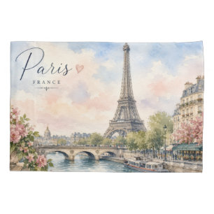 Paris France Eiffel Tower river seine Pillowcase