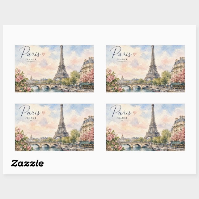 Paris France Eiffel Tower river seine  Rectangular Sticker (Sheet)