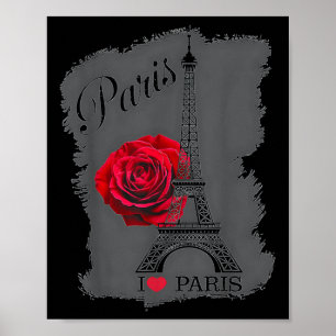 Paris France Eiffel Tower Rose Valentines Day Souv Poster