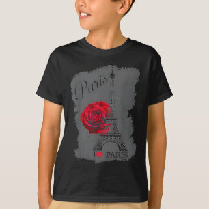 Paris France Eiffel Tower Rose Valentines Day Souv T-Shirt
