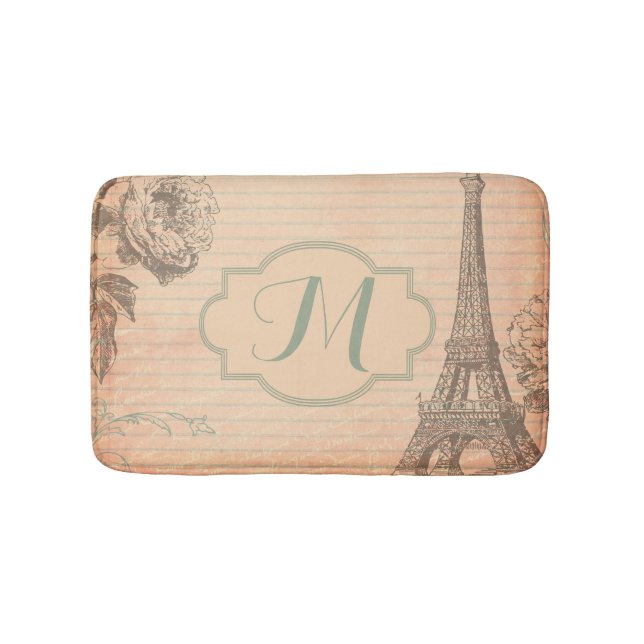 Paris France Eiffel Tower Shabby Chic Bath Mat (Front)