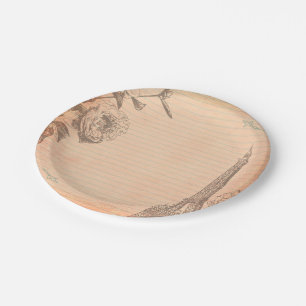 Paris France Eiffel Tower Shabby Chic Paper Plates