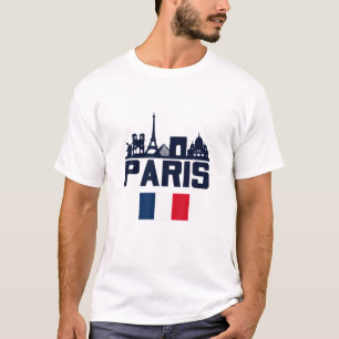 Paris France Eiffel Tower Skyline Graphic Tee S, P