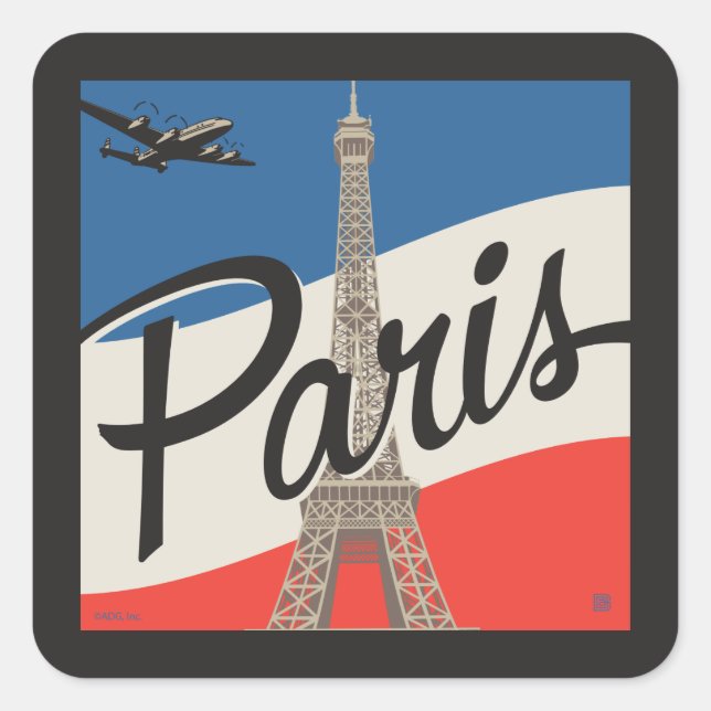 Paris France | Eiffel Tower Square Sticker (Front)