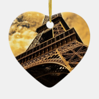 Paris France Eiffel Tower Sunset Ceramic Tree Decoration