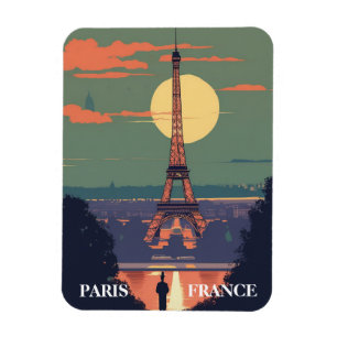 Paris France Eiffel Tower Travel Art Magnet
