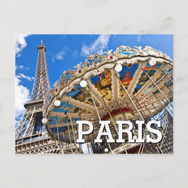 Paris France | Eiffel Tower | Trocadéro Carousel Postcard (Front)