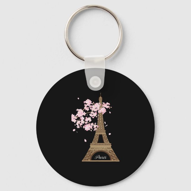 Paris France Eiffel Tower Vacation Destination Tra Key Ring (Front)