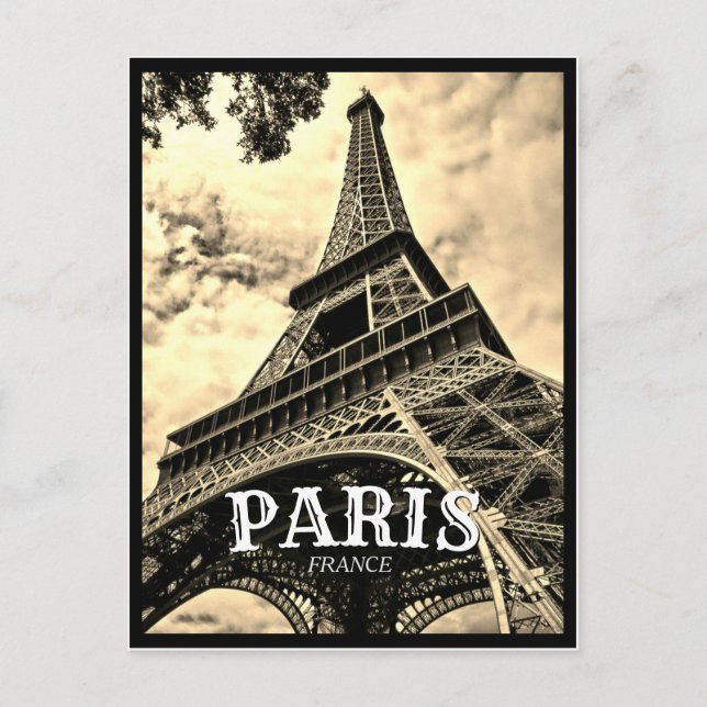 Paris France - Eiffel Tower Vintage Postcard (Front)