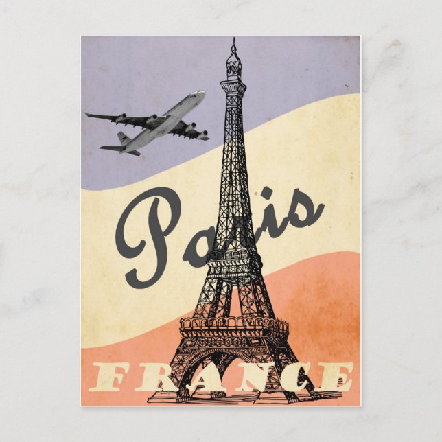 Paris France Eiffel Tower Vintage Travel Postcard (Front)