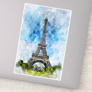 Paris France Eiffel Tower Watercolor