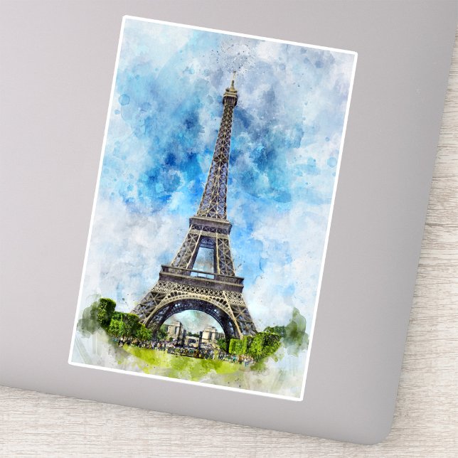 Paris France Eiffel Tower Watercolor (Paris France Eiffel Tower Watercolor. Sticker)