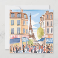 Paris France Eiffel Tower | Watercolor Card