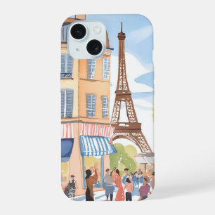 Paris France Eiffel Tower Watercolor European iPhone 15 Case