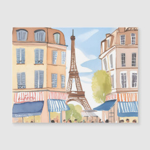 Paris France Eiffel Tower Watercolor Magnet Card