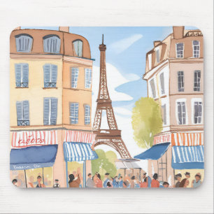 Paris France Eiffel Tower Watercolor Travel Mouse Pad