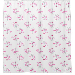 Paris, France, Eiffel Tower with pink bow, modern Shower Curtain