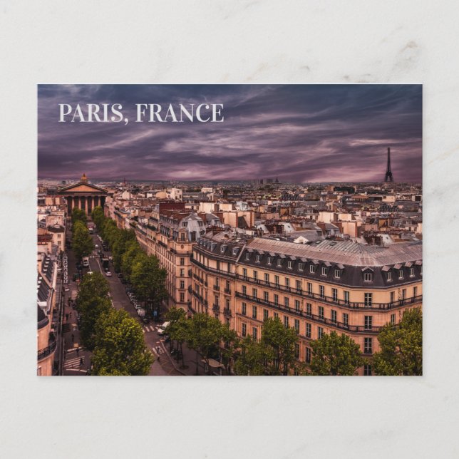 Paris France Evening Skyline Eiffel Tower Photo Postcard (Front)