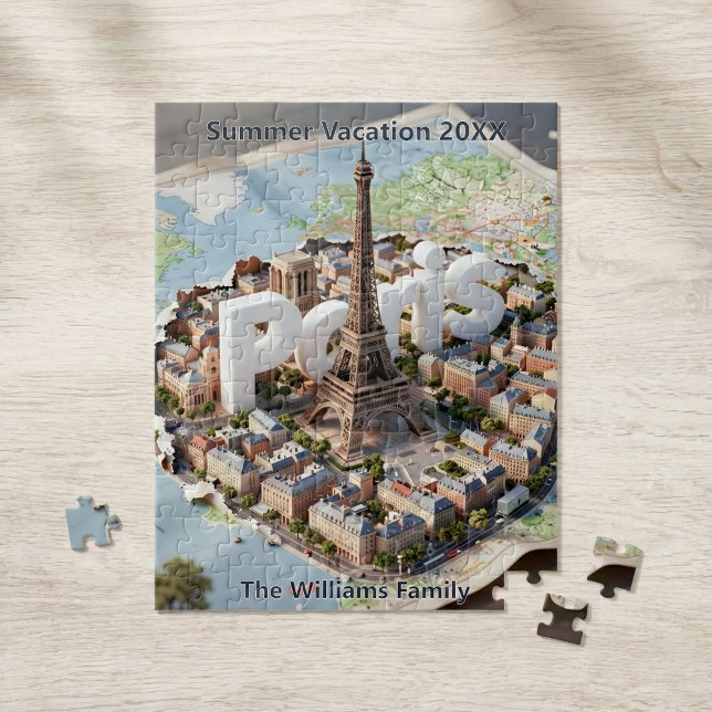 Paris France Family Vacation 3D Trip Souvenir Jigsaw Puzzle (Creator Uploaded)