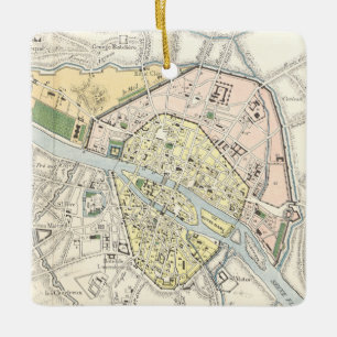 Paris, France: Historical, Vintage Map Ceramic Ornament