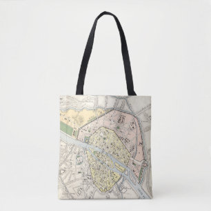 Paris, France: Historical, Vintage Map Tote Bag