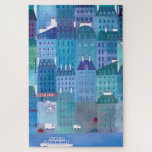 Paris France in Spring Blue Cityscape Painting Jigsaw Puzzle<br><div class="desc">A cityscape painting of Paris,  France in shades of blue and purple.</div>