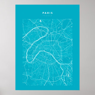 Paris - France Ligh Blue City Map Poster