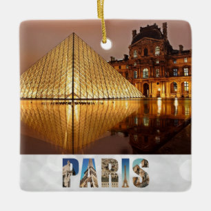 Paris France Louvre Museum Pyramid Photo Ceramic Ornament