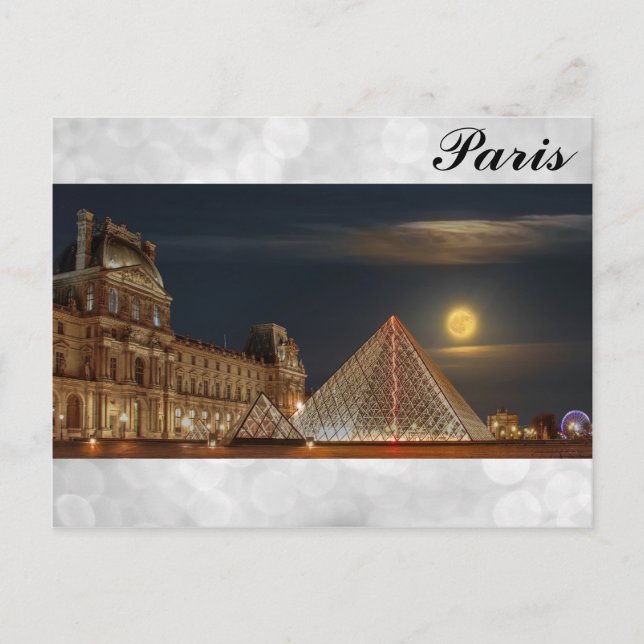 Paris France Louvre Museum Pyramid Photo Postcard (Front)