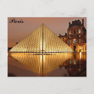 Paris France Louvre Museum Pyramid Photo Postcard