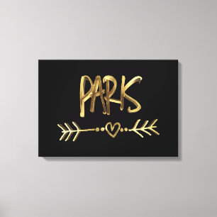 Paris France Love Black and Gold Look Typography Canvas Print