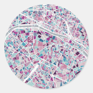 Paris France Map Classic Round Sticker