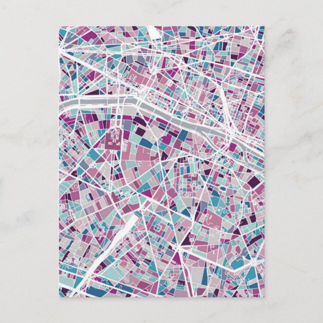 Paris France Map Postcard (Front)