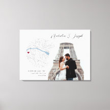 Paris France Map Wedding Engagement Photo Gift