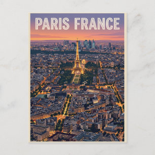 Paris France Mid-Century Modern Skyline Art Postcard