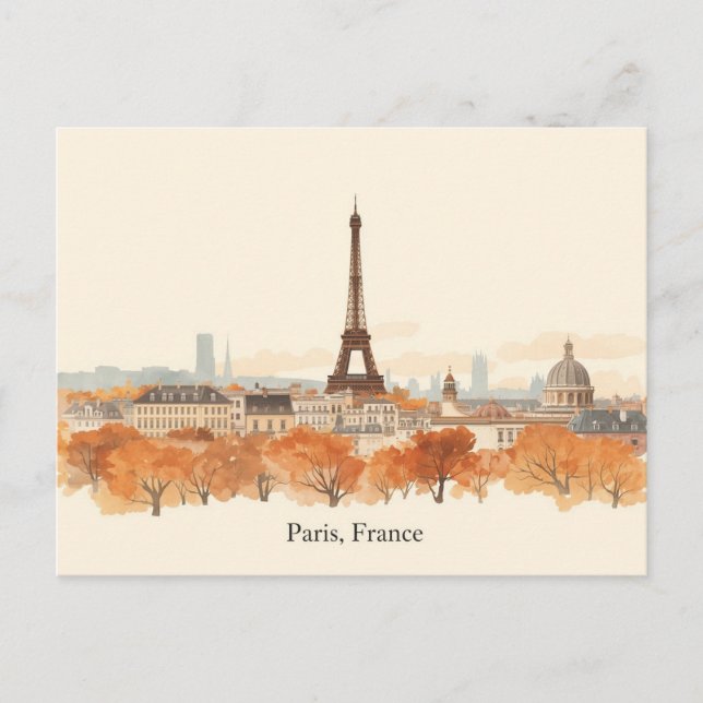 Paris, France Minimalist Boho Travel  Postcard (Front)