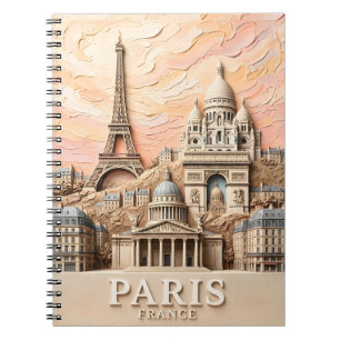 Paris France Modern Textured City Landmarks Travel Notebook