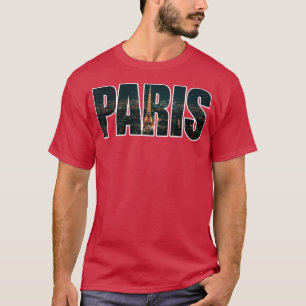 Paris France Night Skyline Urban Photography Font T-Shirt